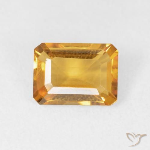 1.40ct Natural Medium Light Orange-Gold Citrine, Emerald Cut, VVS