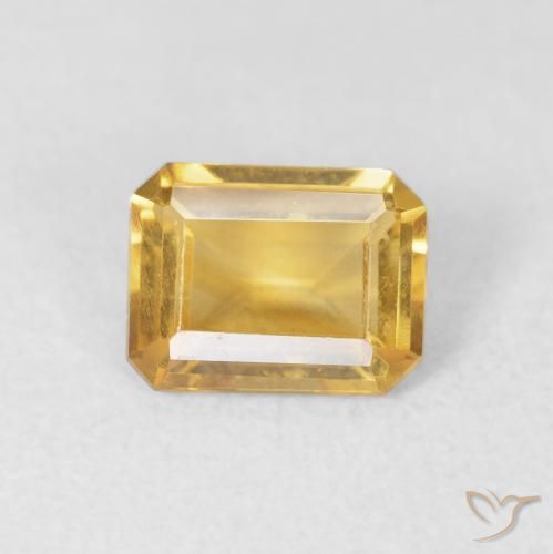 1.25ct Natural Medium Gold Citrine, Emerald Cut, VVS