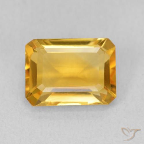 1.54ct Natural Medium Light Orange-Gold Citrine, Emerald Cut, VVS