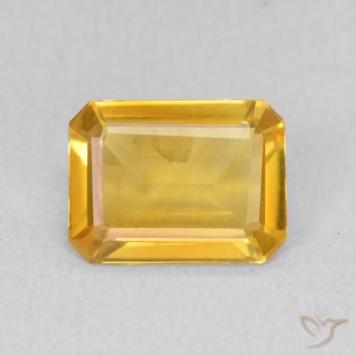 1.09ct Natural Medium Golden Citrine, Emerald Cut, VVS