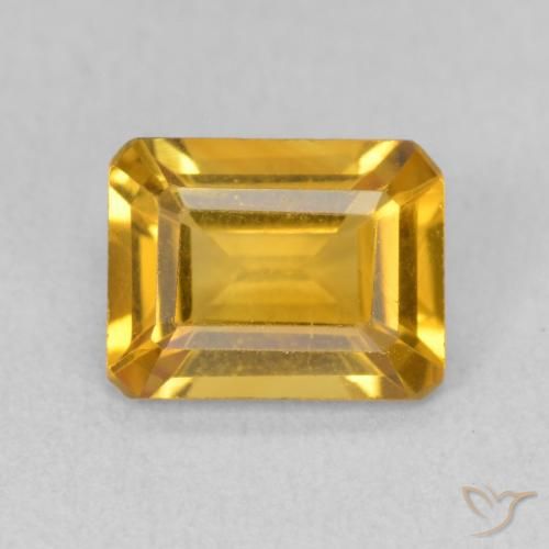 1.38ct Natural Deep Golden Orange Citrine, Emerald Cut, VVS-VS