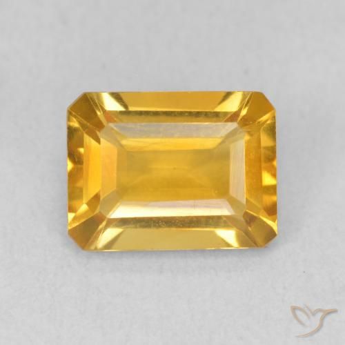 1.36ct Natural Golden Orange Citrine, Emerald Cut, VVS-VS