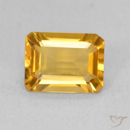 1.41ct Natural Deep Golden Orange Citrine, Emerald Cut, VVS