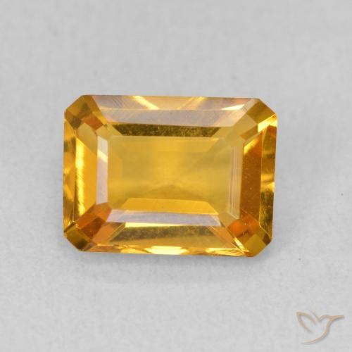 1.42ct Natural Medium Orange-Gold Citrine, Emerald Cut, VVS