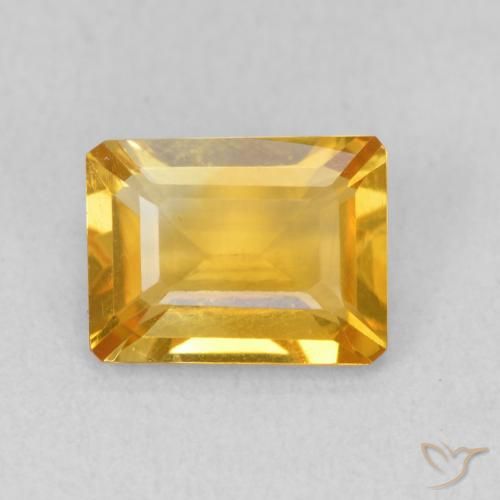 1.35ct Natural Medium Golden Citrine, Emerald Cut, VVS