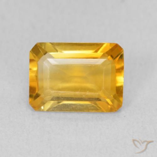 1.26ct Natural Medium Golden Citrine, Emerald Cut, VVS