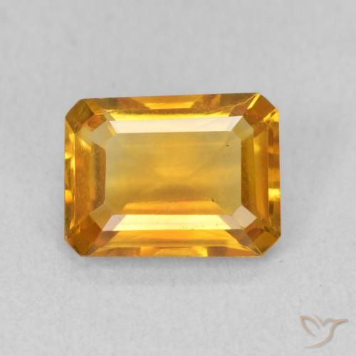 1.34ct Natural Deep Orange-Gold Citrine, Emerald Cut, VVS