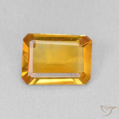 0.93ct Natural Deep Orange-Gold Citrine, Emerald Cut, VVS