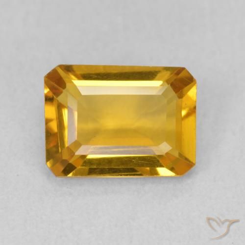 1.29ct Natural Dark Golden Citrine, Emerald Cut, VVS-VS