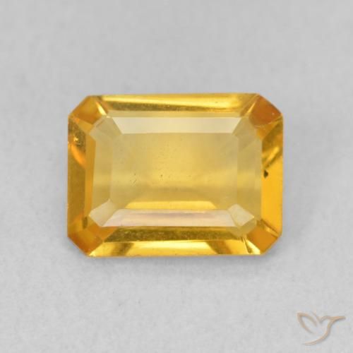 1.24ct Natural Medium Golden Citrine, Emerald Cut, VVS-VS