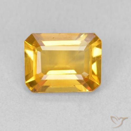 1.29ct Natural Medium Golden Citrine, Emerald Cut, VVS-VS