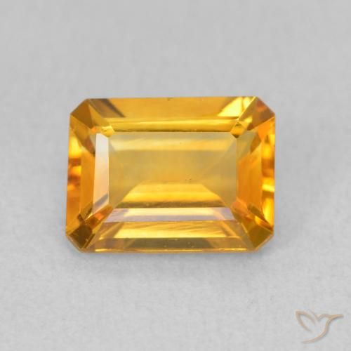 1.42ct Natural Deep Orange-Gold Citrine, Emerald Cut, VVS