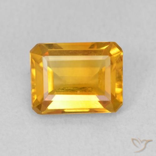 1.34ct Natural Medium Light Orange-Gold Citrine, Emerald Cut, VVS-VS