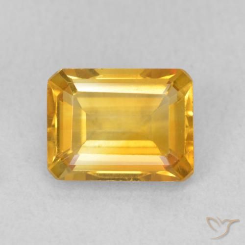 1.48ct Natural Medium Golden Citrine, Emerald Cut, VVS