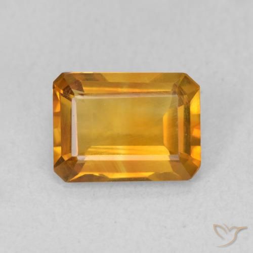 1.12ct Natural Dark Orange-Gold Citrine, Emerald Cut, VVS-VS