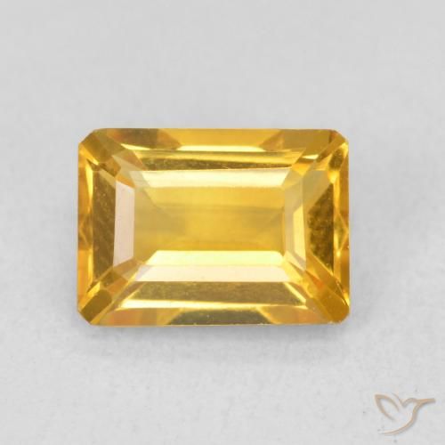 1.45ct Natural Deep Golden Orange Citrine, Emerald Cut, VVS