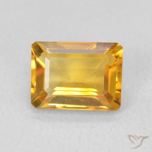 1.39ct Natural Dark Golden Citrine, Emerald Cut, VVS