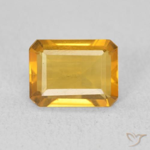 1.06ct Natural Dark Golden Citrine, Emerald Cut, VVS