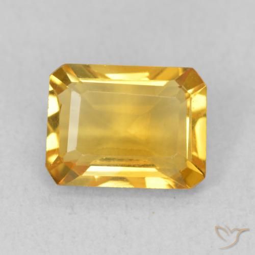 1.46ct Natural Medium Gold Citrine, Emerald Cut, VVS