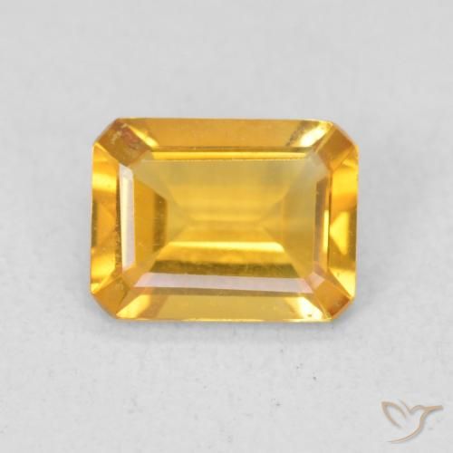 1.10ct Natural Medium Golden Citrine, Emerald Cut, VVS