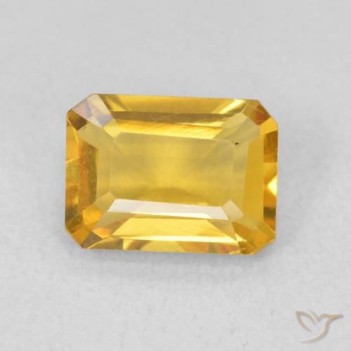 1.30ct Natural Medium Gold Citrine, Emerald Cut, VVS