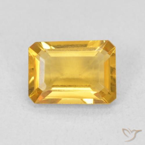 1.24ct Natural Deep Golden Orange Citrine, Emerald Cut, VVS