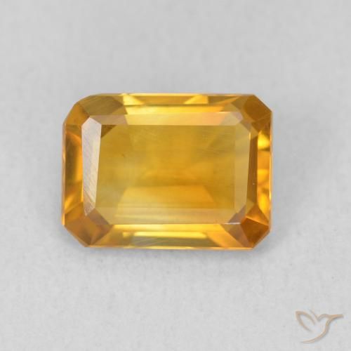 1.11ct Natural Medium Orange-Gold Citrine, Emerald Cut, VVS-VS