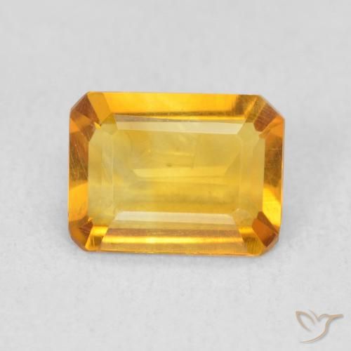 1.07ct Natural Medium Golden Citrine, Emerald Cut, VVS-VS
