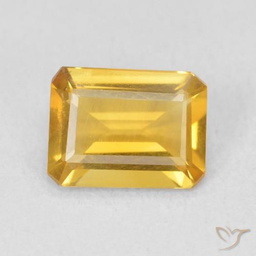 1.14ct Natural Bright Gold Citrine, Emerald Cut, VS