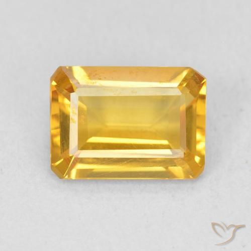 1.17ct Natural Bright Gold Citrine, Emerald Cut, VVS-VS