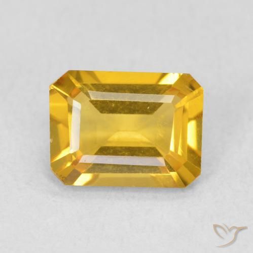 1.16ct Natural Medium Gold Citrine, Emerald Cut, VVS-VS