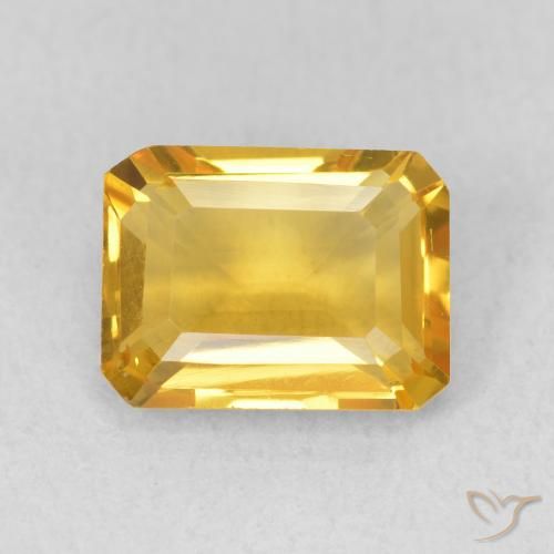 1.51ct Natural Bright Gold Citrine, Emerald Cut, VS