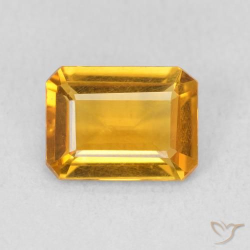 1.10ct Natural Orange-Gold Citrine, Emerald Cut, VS