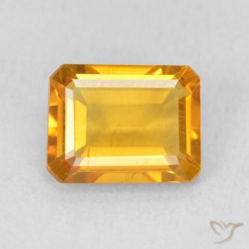 1.40ct Natural Medium Orange-Gold Citrine, Emerald Cut, VS