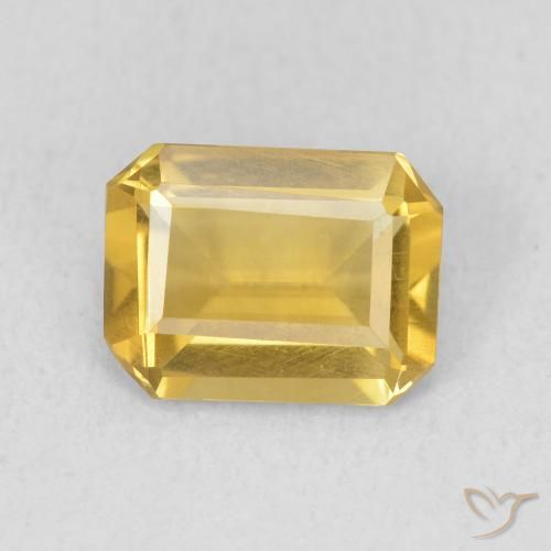 1.12ct Natural Golden Orange Citrine, Emerald Cut, VS
