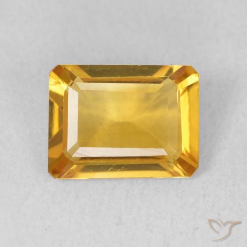 1.21ct Natural Medium Golden Citrine, Emerald Cut, VVS