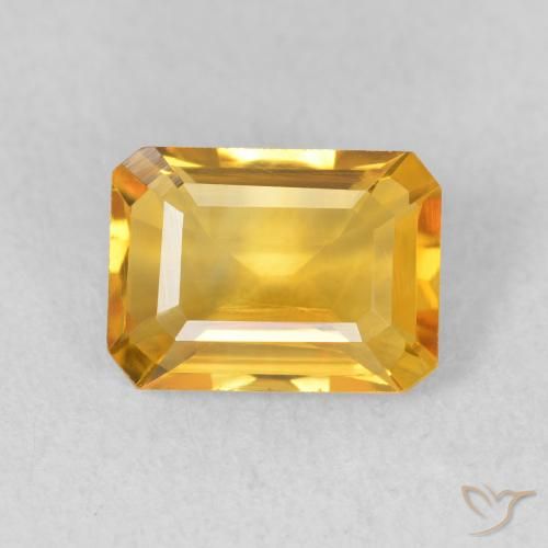 1.35ct Natural Golden Orange Citrine, Emerald Cut, VVS