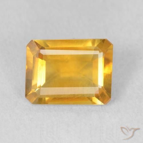 1.22ct Natural Golden Orange Citrine, Emerald Cut, VS