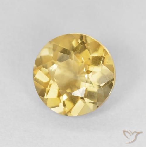 1.47 ct Yellow Citrine Stone, Natural Citrine in Round Facet Shape for Sale