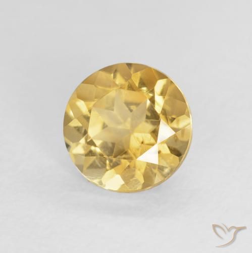 1.17 ct Yellow Citrine Stone, Natural Citrine in Round Facet Shape for Sale