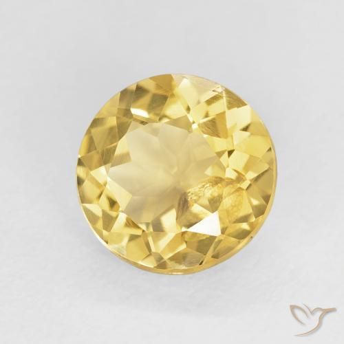 1.72 ct Yellow Citrine Stone, Natural Citrine in Round Facet Shape for Sale