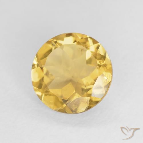 1.52 ct Yellow Citrine Stone, Natural Citrine in Round Facet Shape for Sale
