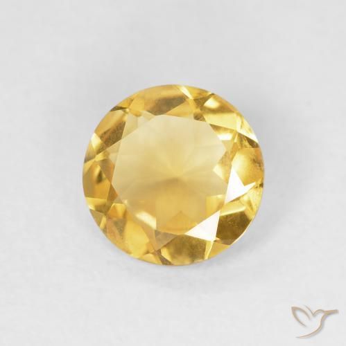 0.97 ct Golden Citrine Stone, Natural Citrine in Round Facet Shape for Sale