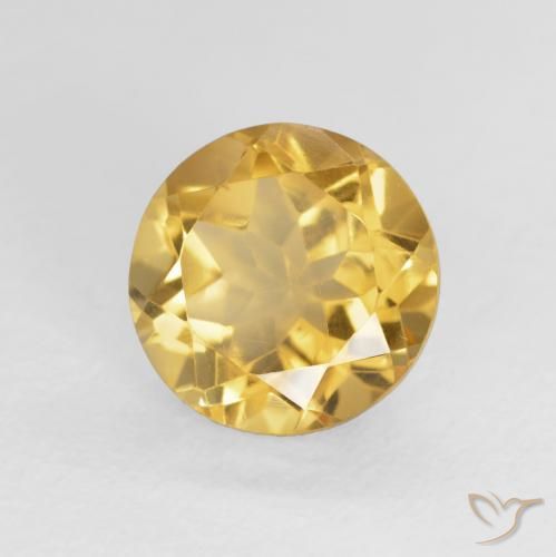 1.86 ct Golden Citrine Stone, Natural Citrine in Round Facet Shape for Sale