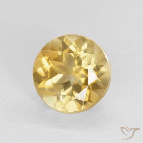 1.05 ct Golden Citrine Stone, Natural Citrine in Round Facet Shape for Sale