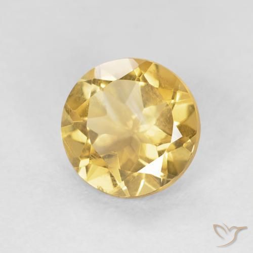 1.02 ct Golden Citrine Stone, Natural Citrine in Round Facet Shape for Sale