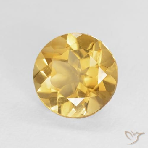 1.67 ct Golden Citrine Stone, Natural Citrine in Round Facet Shape for Sale