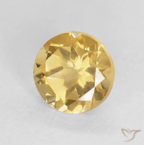 1.66 ct Golden Citrine Stone, Natural Citrine in Round Facet Shape for Sale
