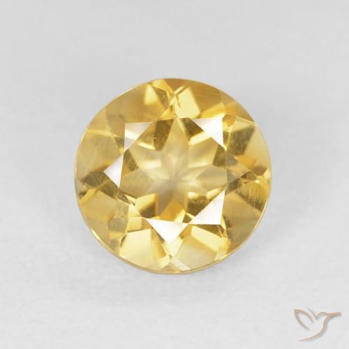 1.56ct Natural Medium Gold Citrine, Round, VS