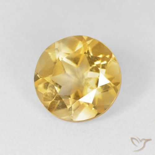 1.56 ct Golden Citrine Stone, Natural Citrine in Round Facet Shape for Sale